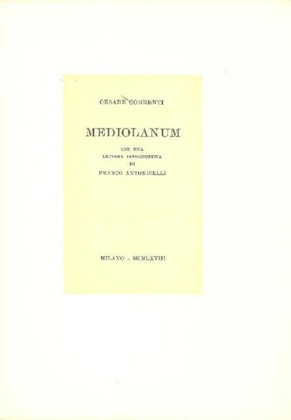 Mediolanum - Cesare Correnti - copertina