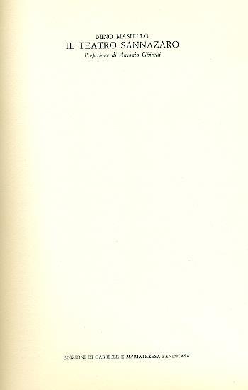 Il teatro Sannazaro - Nino Masiello - copertina