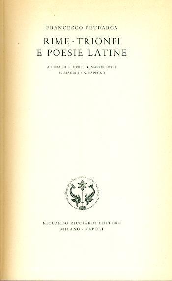 Rime, trionfi e poesie latine - Francesco Petrarca - copertina