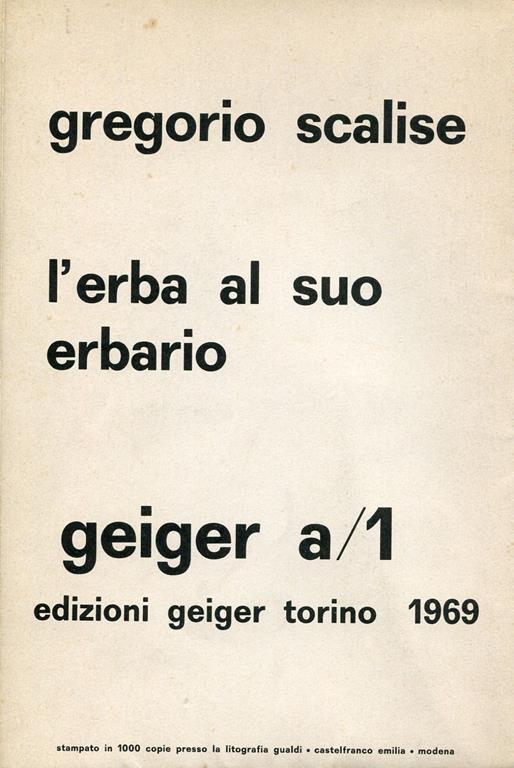 L' erba al suo erbario - Gregorio Scalise - copertina