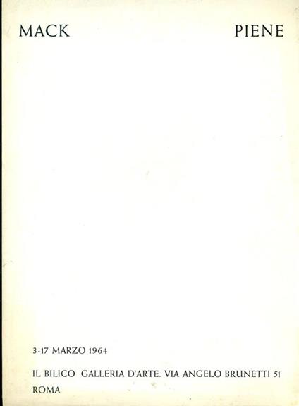 Mack Piene - Heinz Mack - copertina