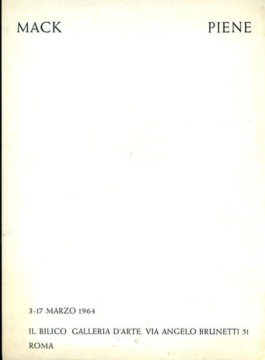 Mack Piene - Heinz Mack - copertina