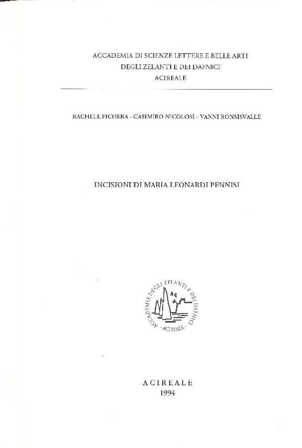 Incisioni di Maria Leonardi Pennisi