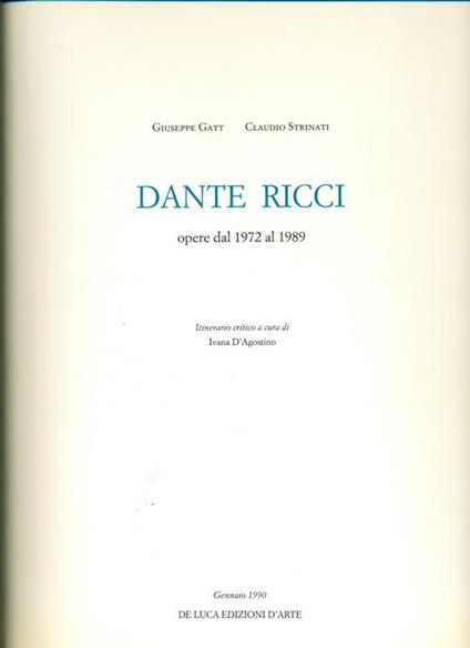 Dante Ricci. Opere dal 1972 al 1989 - C. Ricci - copertina