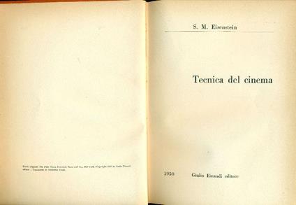 Tecnica del cinema - Sergej M. Eisenstein - copertina