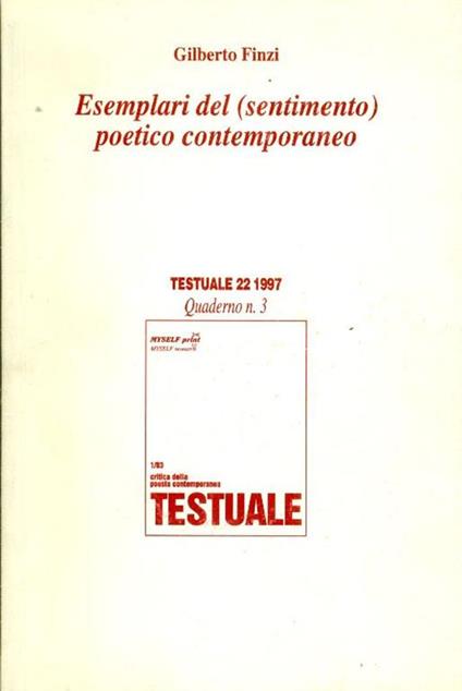 Esemplari del (sentimento) poetico contemporaneo - Gilberto Finzi - copertina