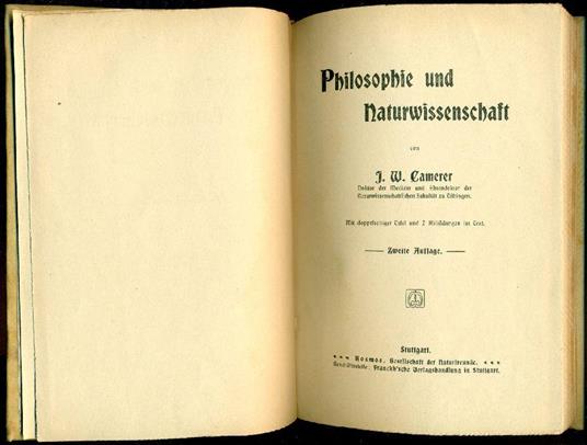 Philosophie und naturwissenschaft - J. W. Camerer - copertina