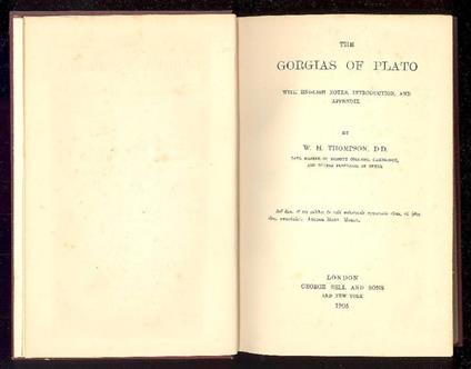 The Gorgias of Plato - Platone - copertina