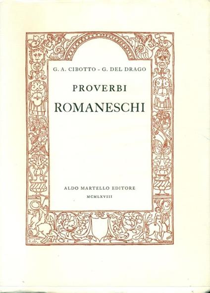 Proverbi romaneschi - Giuseppe A. Cibotto - copertina