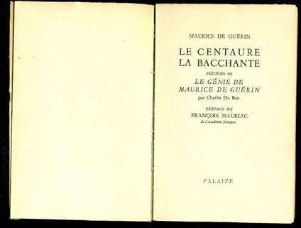 Le centaure. La bacchante - Maruzio Guerin - copertina