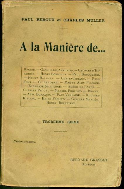 A la Manière de - Paul Reboux - copertina