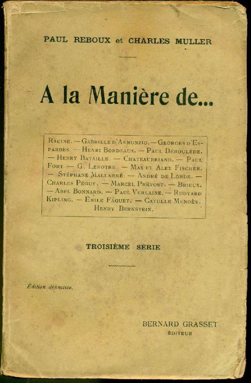 A la Manière de - Paul Reboux - copertina