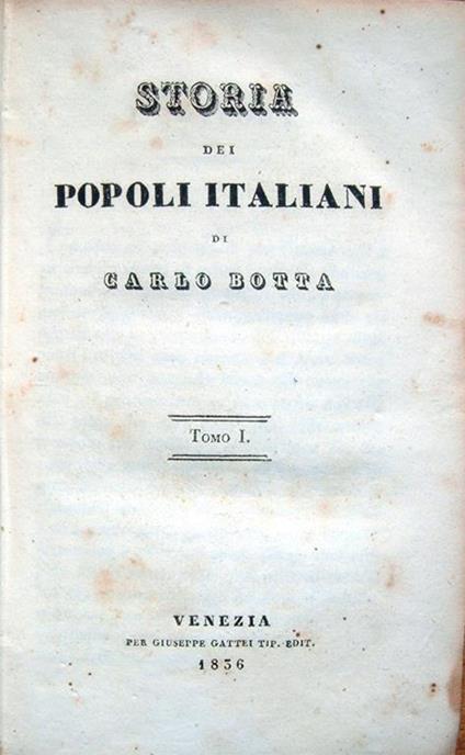 Storia dei popoli italiani - Carlo Botta - copertina