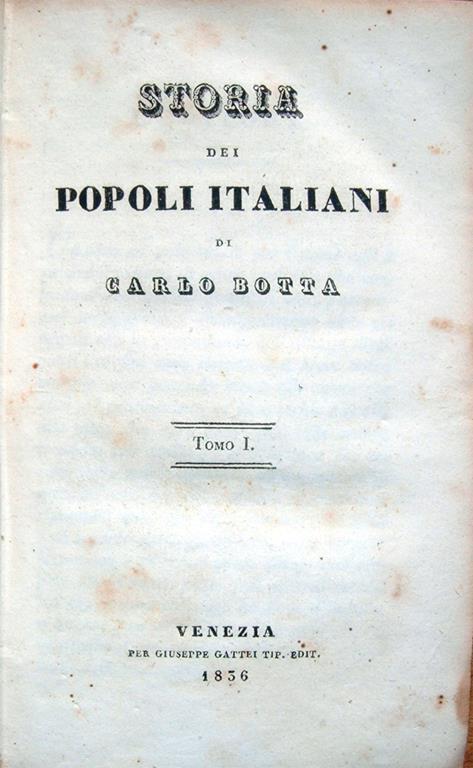 Storia dei popoli italiani - Carlo Botta - copertina