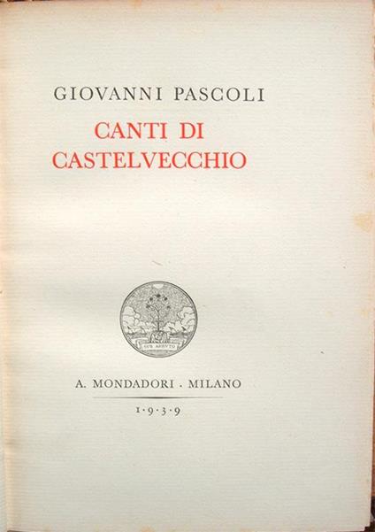 Canti di Castelvecchio - Giovanni Pascoli - copertina