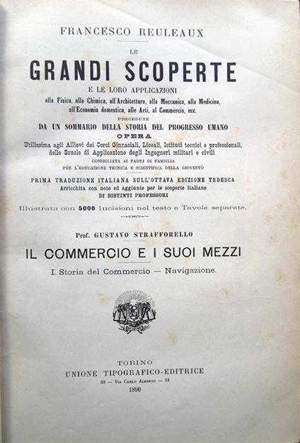 Il commercio e i suoi mezzi. I. Storia del Commercio. Navigazione - Gustavo Strafforello - copertina