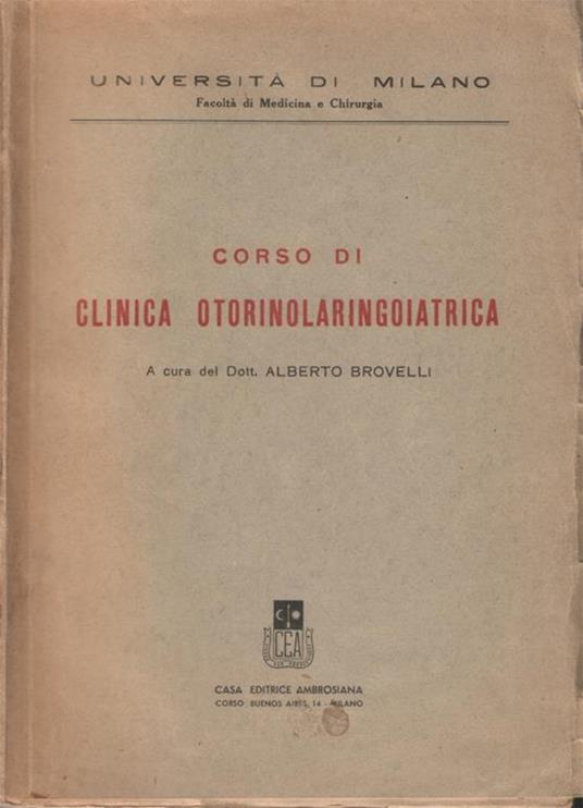 Corso di clinica otorinolaringoiatrica - copertina