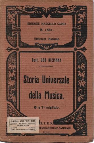 Storia universale della musica - Ugo Riemann - copertina