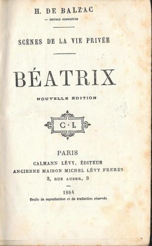 Scènes de la vie privée. Beatrix - Honoré de Balzac - copertina