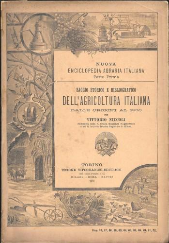 Saggio storico e bibliografico delL'agricoltura italiana dalle origini al 1900 - Vittorio Niccoli - copertina