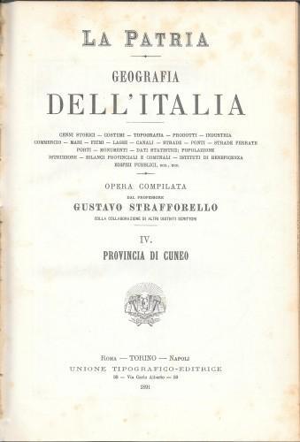 La Patria - Geografia dell'Italia IV - Provincia di Cuneo - Gustavo Strafforello - copertina