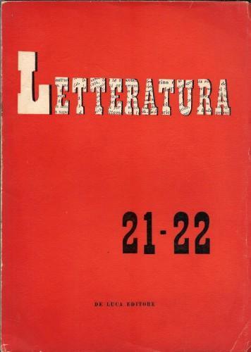 Letteratura. Rivista di lettere e di arte contemporanea n° 21- 22 - copertina