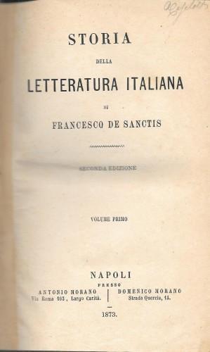 Storia della letteratura italiana, 2 voll. in 1 tomo - Francesco De Sanctis - copertina