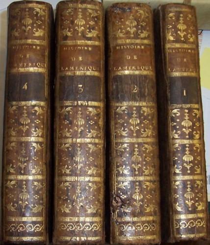 Histoire de l'Amérique par M. Robertson, Principal de l'Universite' d'Edinbourgh, & Historiographe de Sa Majeste' Britannique Pour l'Ecosse. Traduite de l'Anglois, 8 libri in 4 voll - William Robertson - copertina