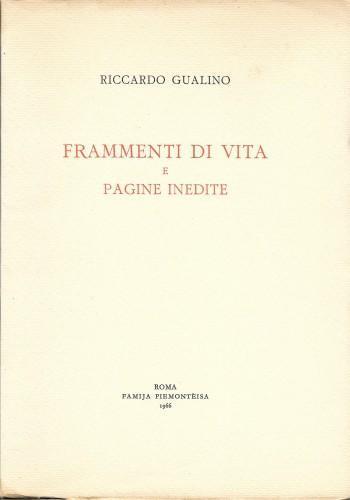 Frammenti di vita e Pagine inedite - Riccardo Gualino - copertina