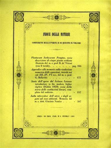 Memorie dell'I. R. Istituto Veneto di Scienze, Lettere ed Arti. Vol. IX, Parte prima. Contiene: Cappelletto,Antonio, - copertina