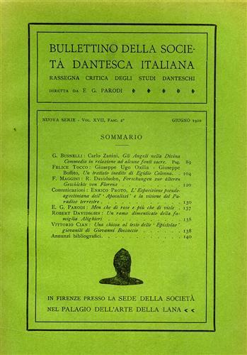 Bullettino della Società Dantesca Italiana. Nuova serie, 1910, vol. XVII, fasc. 1, 2, 3, 4 - copertina