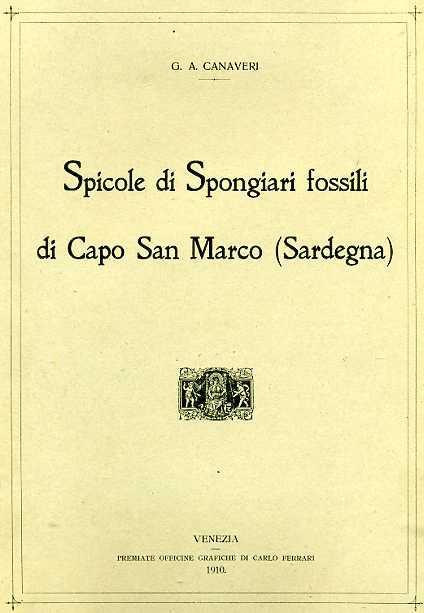Spicole di Spongiari fossili di Capo San Marco ( Sardegna ) - G.A. Canaveri - copertina