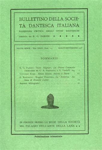 Bullettino della Società Dantesca Italiana. Nuova serie, 1916, vol. XXIII, fasc. 1 - 3, 4 - copertina
