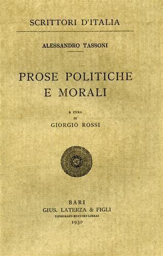 Prose politiche e morali - Alessandro Tassoni - copertina