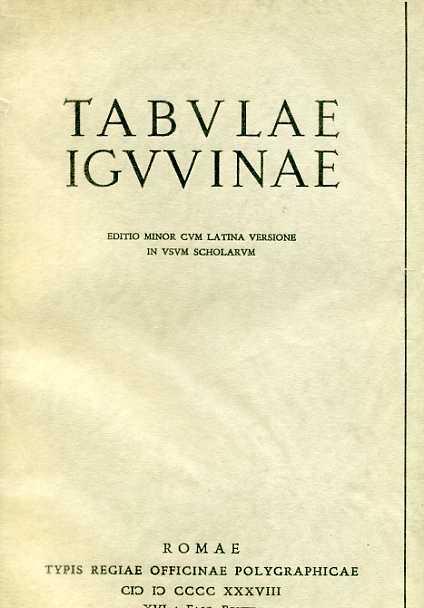 Tabulae Iguvinae. Appendice - copertina
