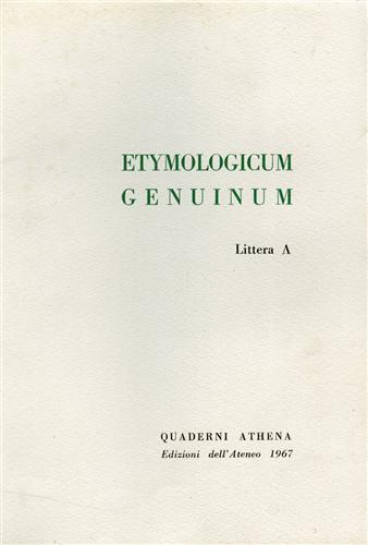 Etymologicum genuinum littera A - copertina