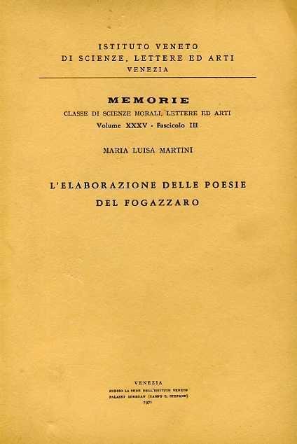 L' elaborazione delle poesie del Fogazzaro - Mario Maria Martini - copertina