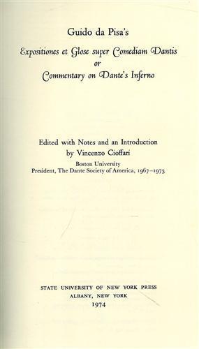 Expositiones et Glose super Comediam Dantis or Commentary on Dantès Inferno - Guido da Pisa - copertina