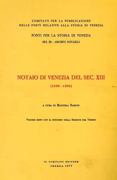 Notaio di Venezia del secolo XIII ( 1290 - 1292 ) - copertina