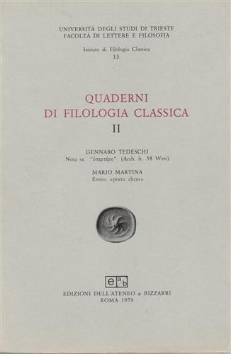Quaderni di filologia classica. n. 2 - G. Tedeschi - copertina