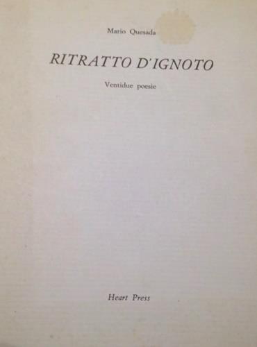 Ritratto d'ignoto. Ventidue poesie ( 1975 - 1980 )