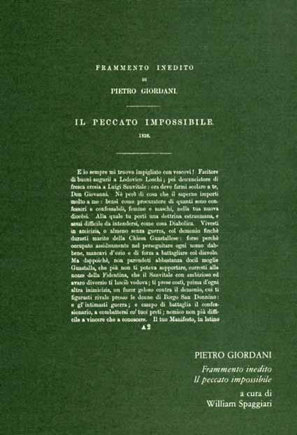 Frammento inedito. Il peccato impossibile 1838 - Pietro Giordani - copertina
