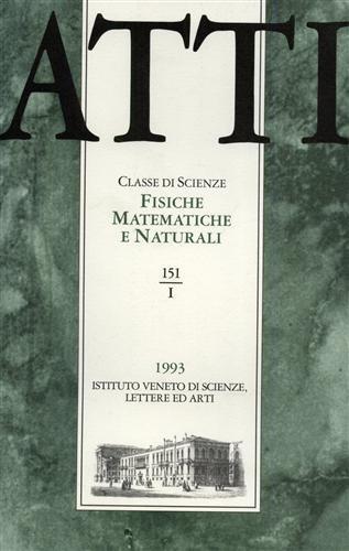Atti. Classe di Scienze Fisiche, Matematiche e Naturali. N. 151. fascicolo I - copertina
