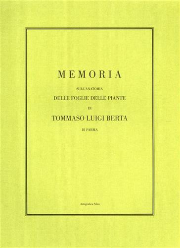 Memoria sull'anatomia delle foglie delle piante - Tommaso Luigi Berta - copertina