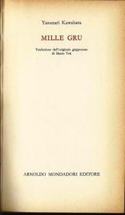 Mille gru - Yasunari Kawabata - copertina