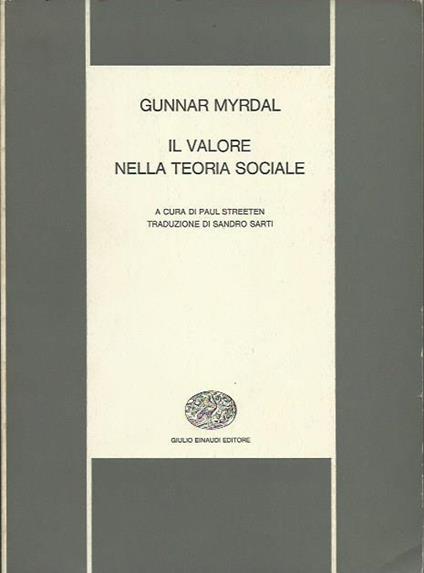 Valore Nella Teoria Sociale - Gunnar Myrdal - copertina