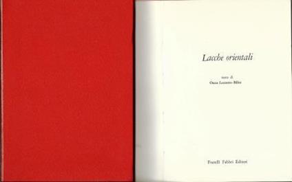 Lacche orientali - Oscar Luzzatto Bilitz - copertina