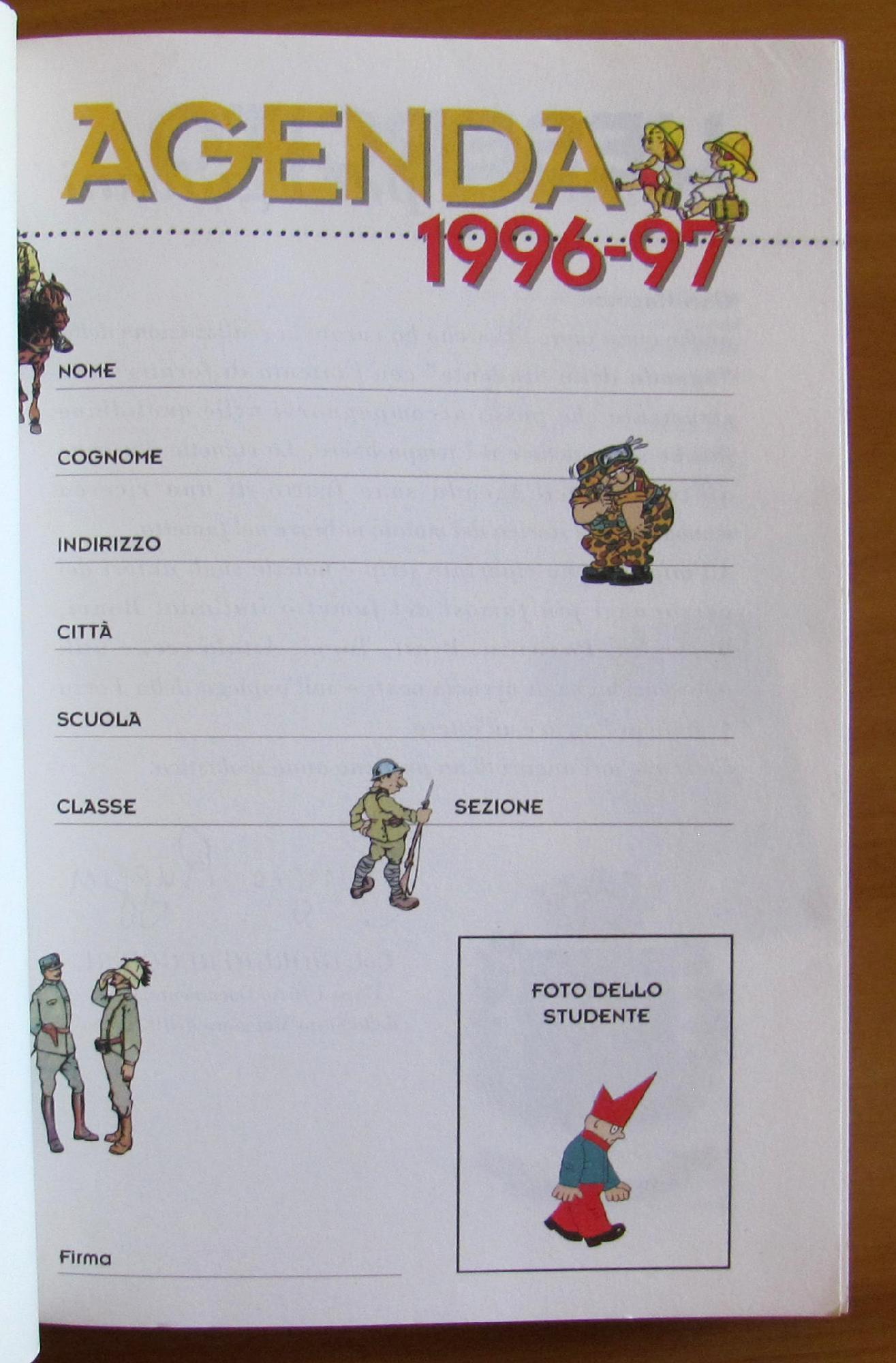 Agenda Dello Studente 1996 - 97 ill. da Toppi
