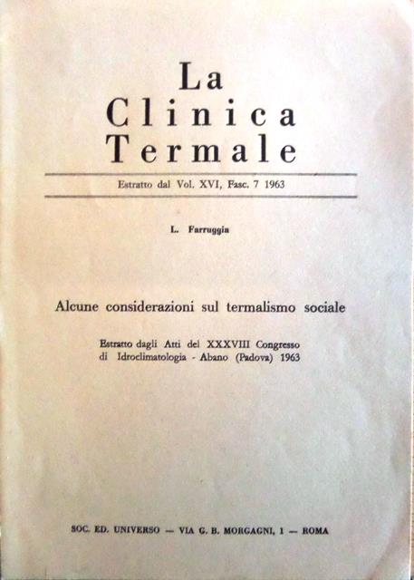 La clinica termale. alcune considerazioni sul termalismo sociale