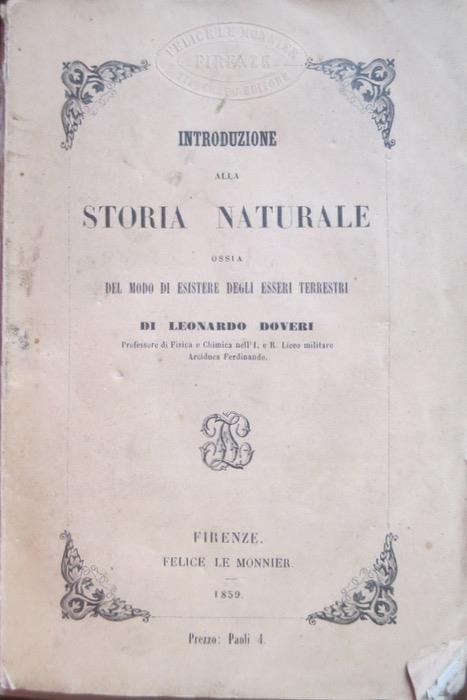 Introduzione alla storia naturale, ossia Del modo di esistere degli esseri terrestri